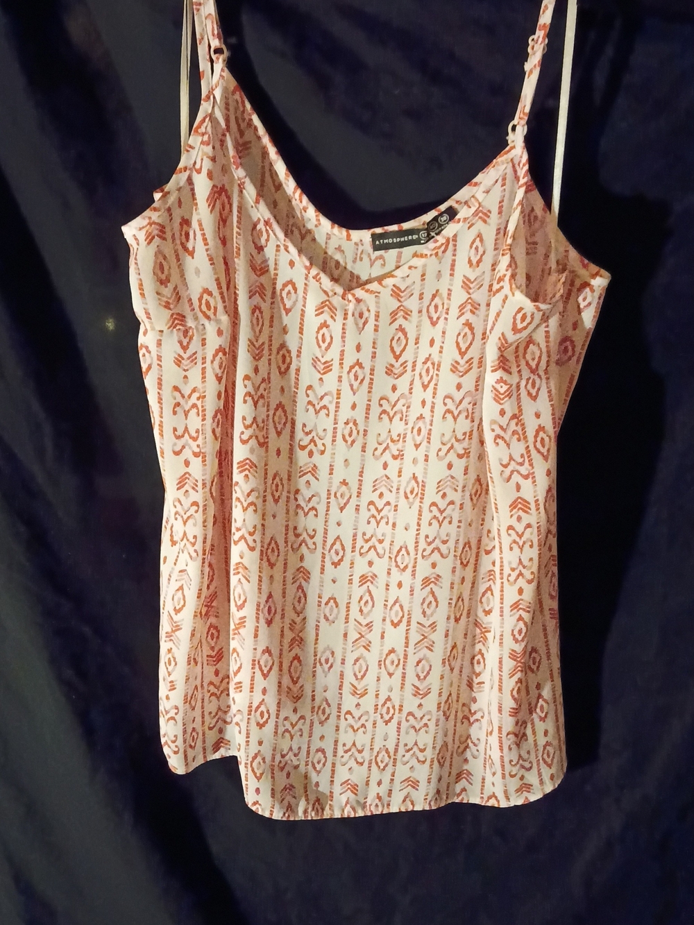 a new day Ivory and Rust Patterned Spaghetti Strap Cami